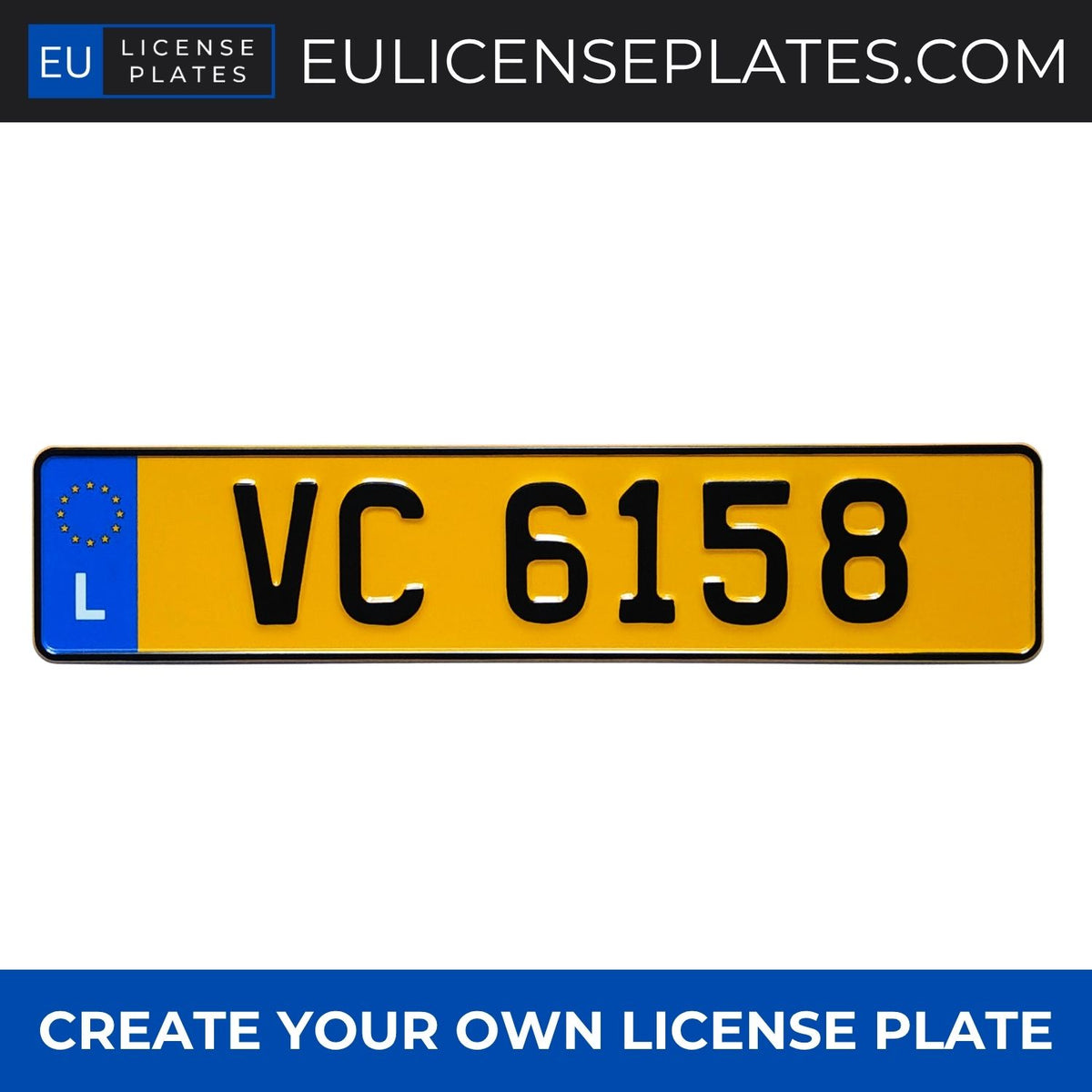 Custom Luxembourg License Plate, Personalised Luxembourg Number Plate, Replica Luxembourg Registration Plate with Custom Text, Embossed Aluminium License Plates for Cars, Garages, Workshops, Collections and Displays