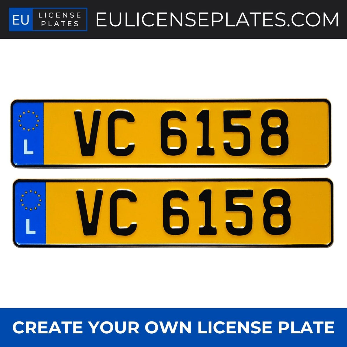 Custom Luxembourg License Plates, Personalised Luxembourg Number Plates, Replica Luxembourg Registration Plates with Custom Text, Embossed Aluminium License Plates for Cars, Garages, Workshops, Collections and Displays