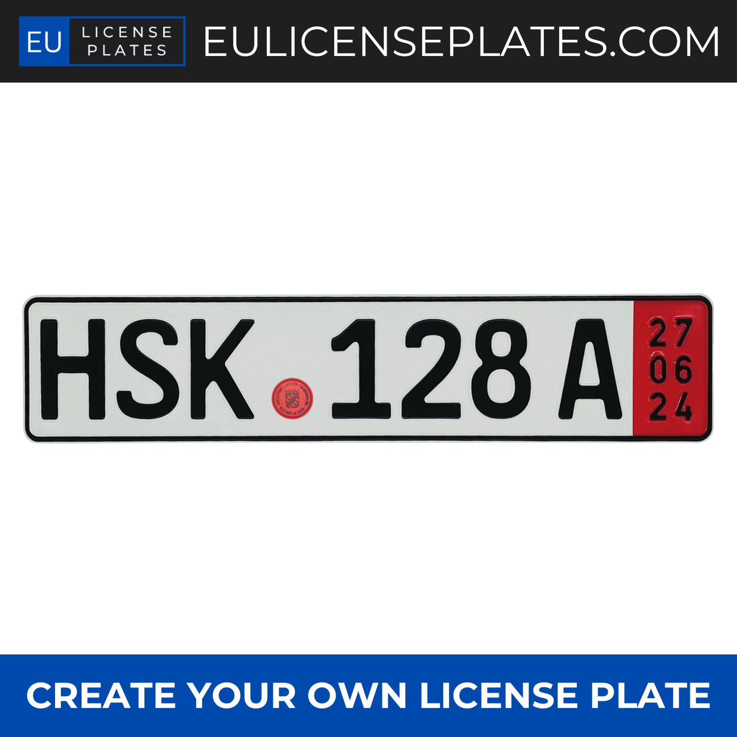 Personalised German Temporary License Plate with CUSTOM TEXT – Perfect Replica German Export License Plate