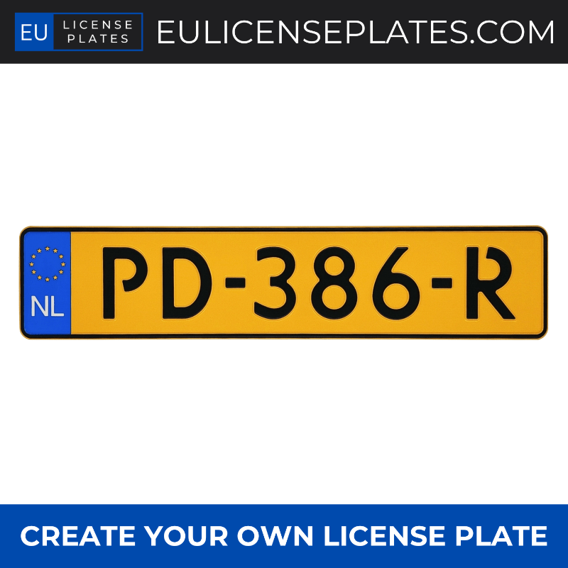 CUSTOM DUTCH LICENSE PLATE - REPLICA NETHERLANDS LICENSE PLATE - EULICENSEPLATES.COM