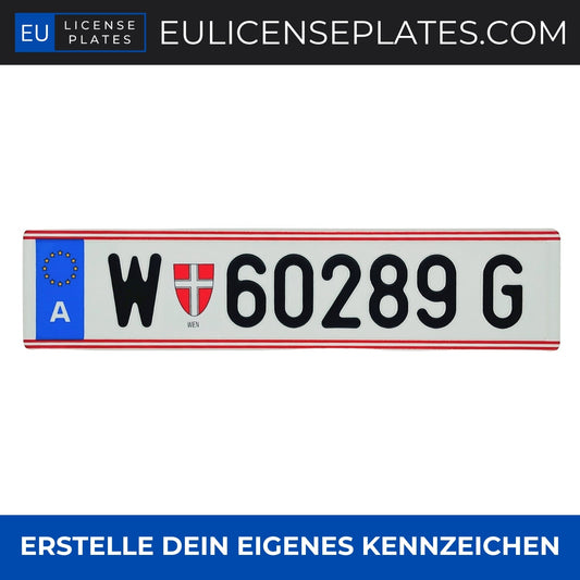 Einzelnes Österreichisches Kennzeichen – Personalisiertes Replica Nummernschild - EULICENSEPLATES.COM