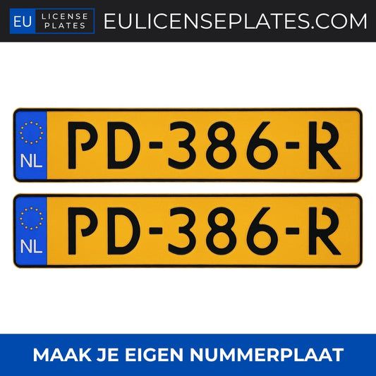 Nederlands Kentekens – Premium Replica Nummerplaten Set, Volledig Geperst & Gepersonaliseerd - EULICENSEPLATES.COM