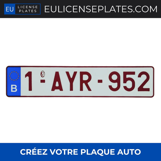 Plaque d’Immatriculation Belge Arrière – Premium Replica, Entièrement Emboutie & Personnalisée - EULICENSEPLATES.COM