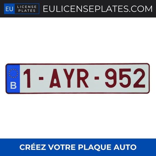 Plaque d’Immatriculation Belge Avant – Premium Replica, Entièrement Emboutie & Personnalisée - EULICENSEPLATES.COM