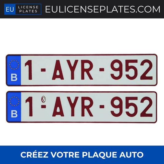 Plaques d’Immatriculation Belges – Set Premium Replica, Entièrement Embouties & Personnalisées - EULICENSEPLATES.COM